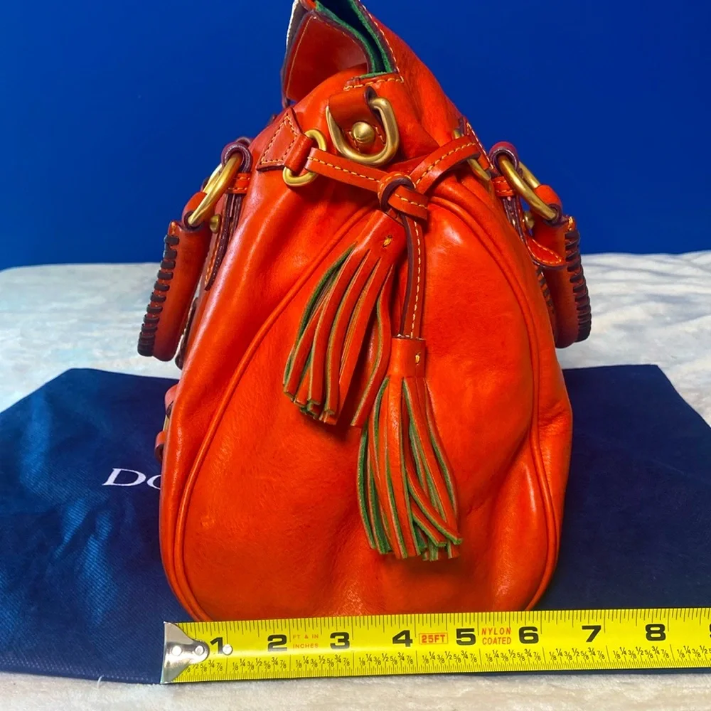 RARE! Dooney & Bourke Orange Florentine Leather Satchel w/Whipstitch Detail EUC! - Picture 9 of 16